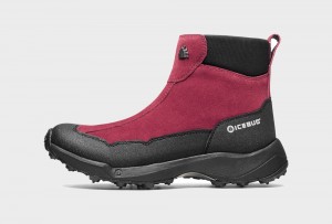 Black / Claret Women's Icebug Metro 2 BUGrip Studs Winter Boots | USA-EKW561849