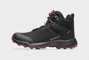 Black / Dark Women's Icebug Pace 3 BUGrip GTX Studs Winter Boots | USA-STF809765