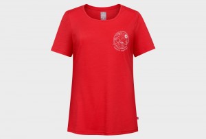 Red Women's Icebug Merino IX T-shirt | USA-KWV752064