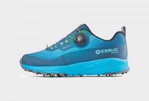 White Blue / Light Turquoise Women's Icebug NewRun BUGrip GTX Studs Running Shoes | USA-BKD657392