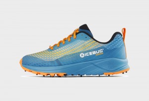 White Blue / Orange Men's Icebug NewRun BUGrip Studs Running Shoes | USA-TAL923501