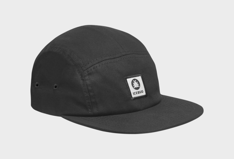 Black Unisex Icebug Five Panel Cap Caps | USA-DEB839651