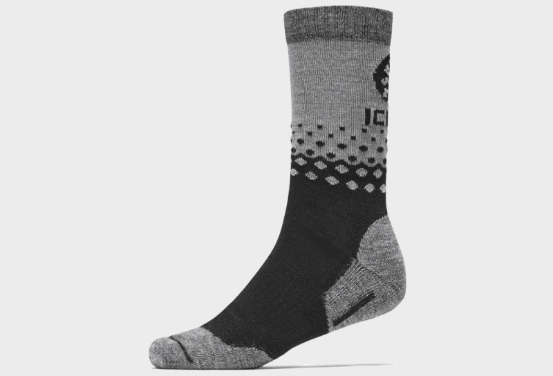 Black / Grey Unisex Icebug Warm Wool Running Socks | USA-QLY134275