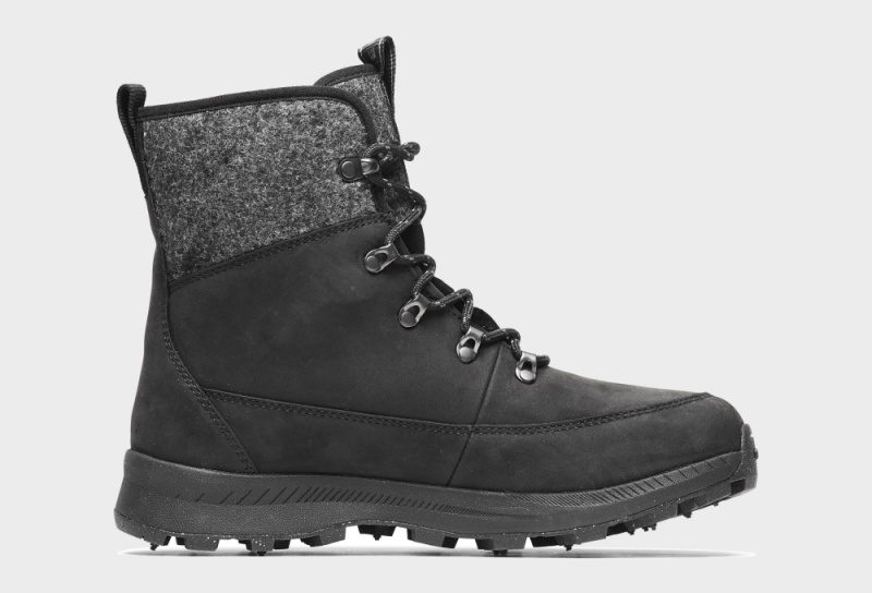 Black / Grey Women's Icebug Adak ReWool BUGrip Winter Boots | USA-ZXU374526