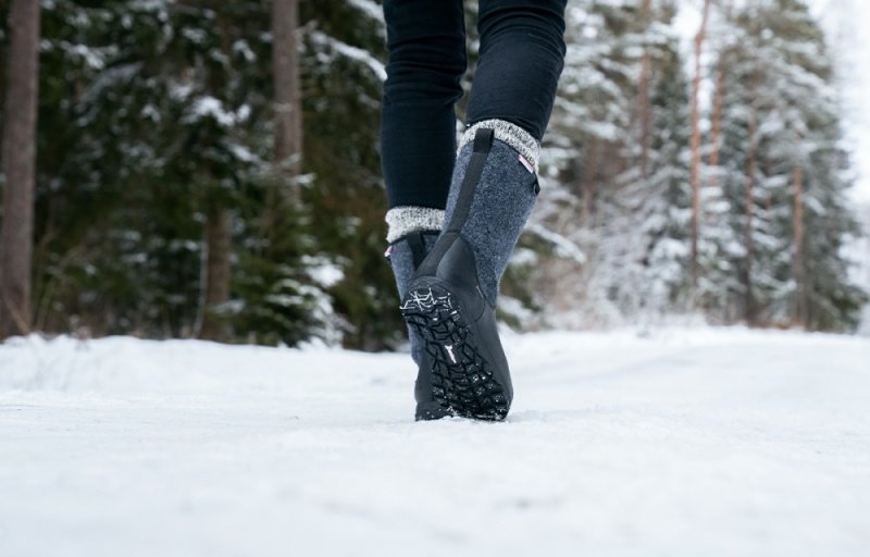 Black / Grey Women's Icebug Grove ReWool Michelin BUGDri Winter Boots | USA-VYA318965