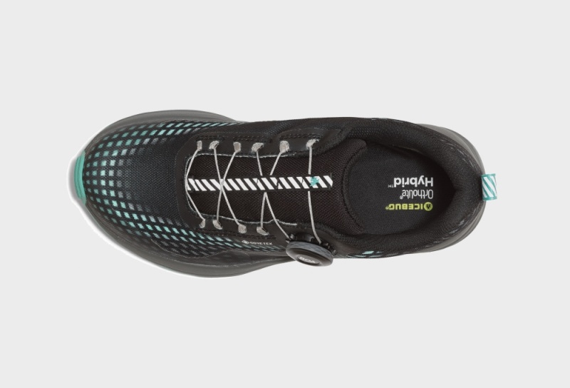 Black / Turquoise Women's Icebug NewRun BUGrip GTX Studs Running Shoes | USA-QOZ823719