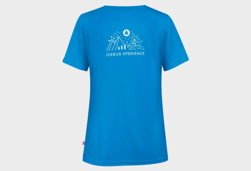 Blue Women's Icebug Merino IX T-shirt | USA-LAQ849670