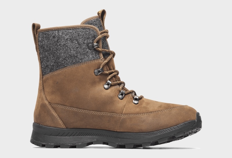 Coffee / Grey Men's Icebug Adak ReWool Michelin Winter Boots | USA-PUF785436