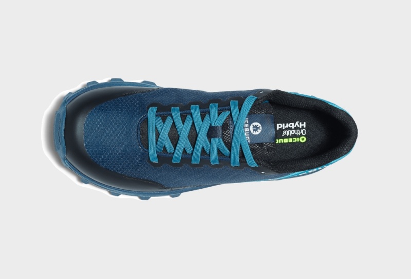 Dark Blue / Mint Men's Icebug Pytho 6 BUGrip Studs Running Shoes | USA-QKX906287