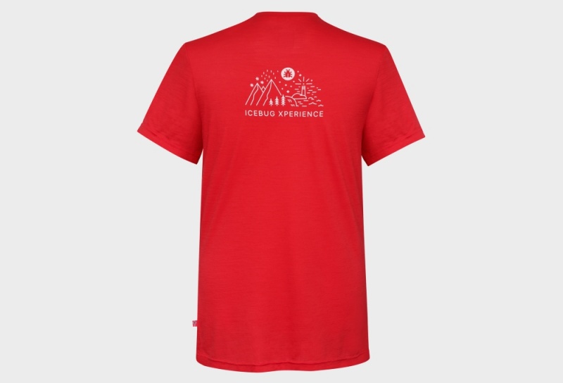 Red Men's Icebug Merino IX T-shirt | USA-BYJ692305